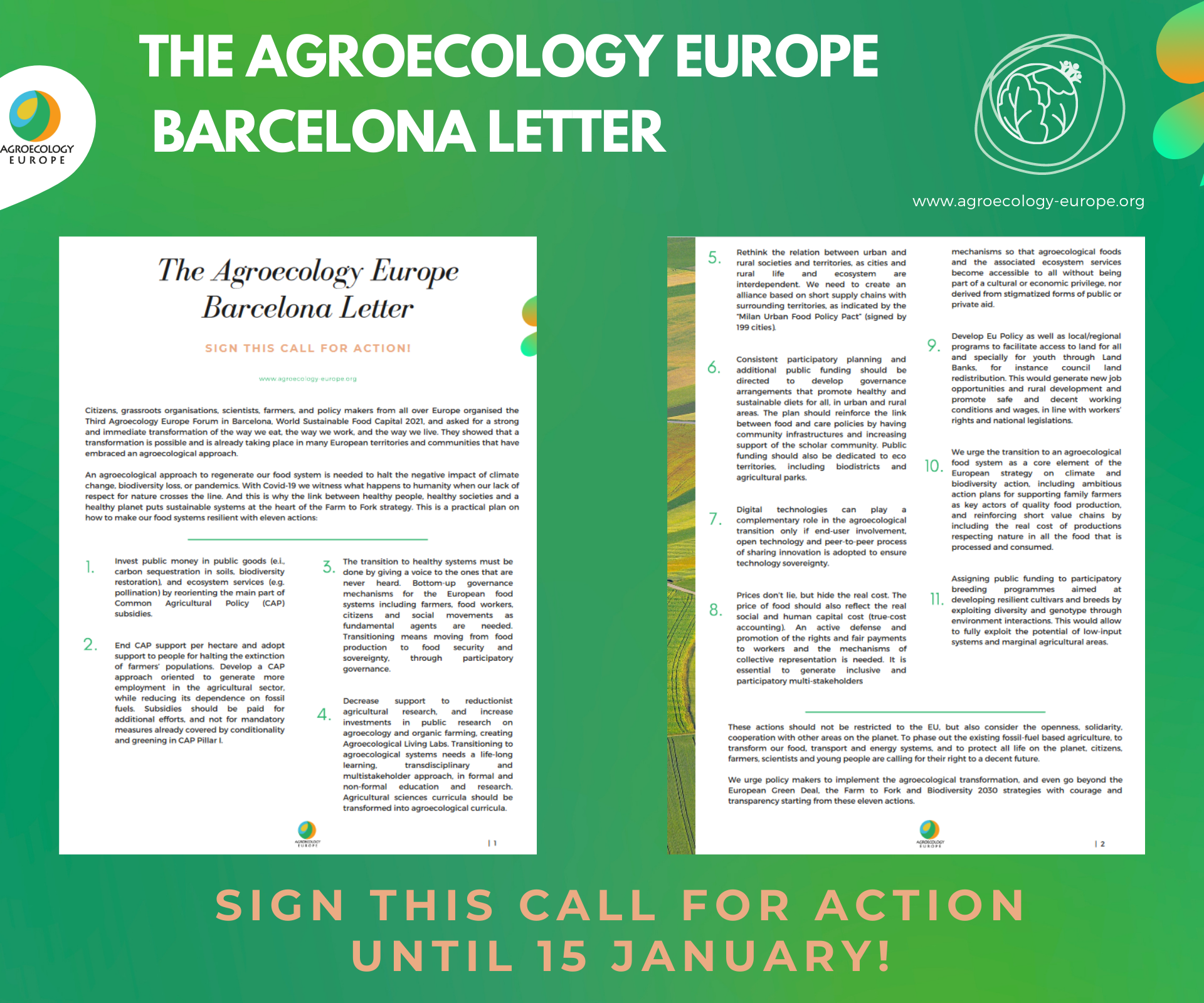 Read and sign the Agroecology Europe Barcelona Letter