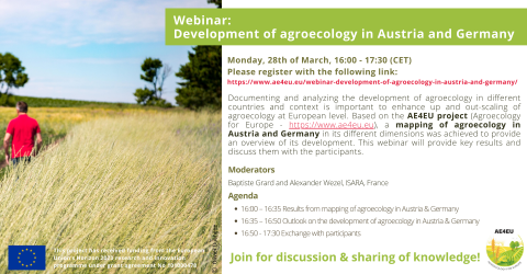 Upcoming Webinar: The Development of agroecology in Austria and Germany on the 28th of March 2022 (16:00-17:30 CET)