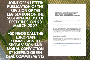 Joint open letter: Publication of the revision of the legislation on the sustainable use of pesticides, on 23 March 2022.