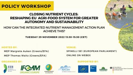 Save the date for the Policy Workshop “Closing nutrient’s cycles: Reshaping EU agri-food system for greater autonomy and sustainability” on the 29.11