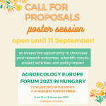 AGROECOLOGY EUROPE FORUM 2023 : THE CALL FOR  POSTER SESSION IS OPEN UNTIL MONDAY 11 SEPTEMBER 2023