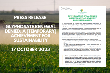 Press Release: Glyphosate Renewal Denied: A (temporary) achievement for sustainability